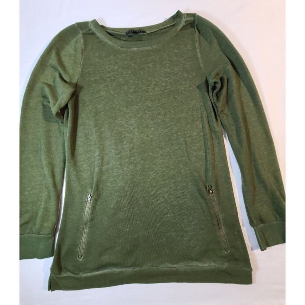 Cyrus Green Sweatshirt Womens Small Lightweight Pullover Zip Pocket Long Sleeve